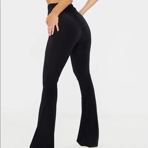 Black Flare Ruched Bum Slinky Pants